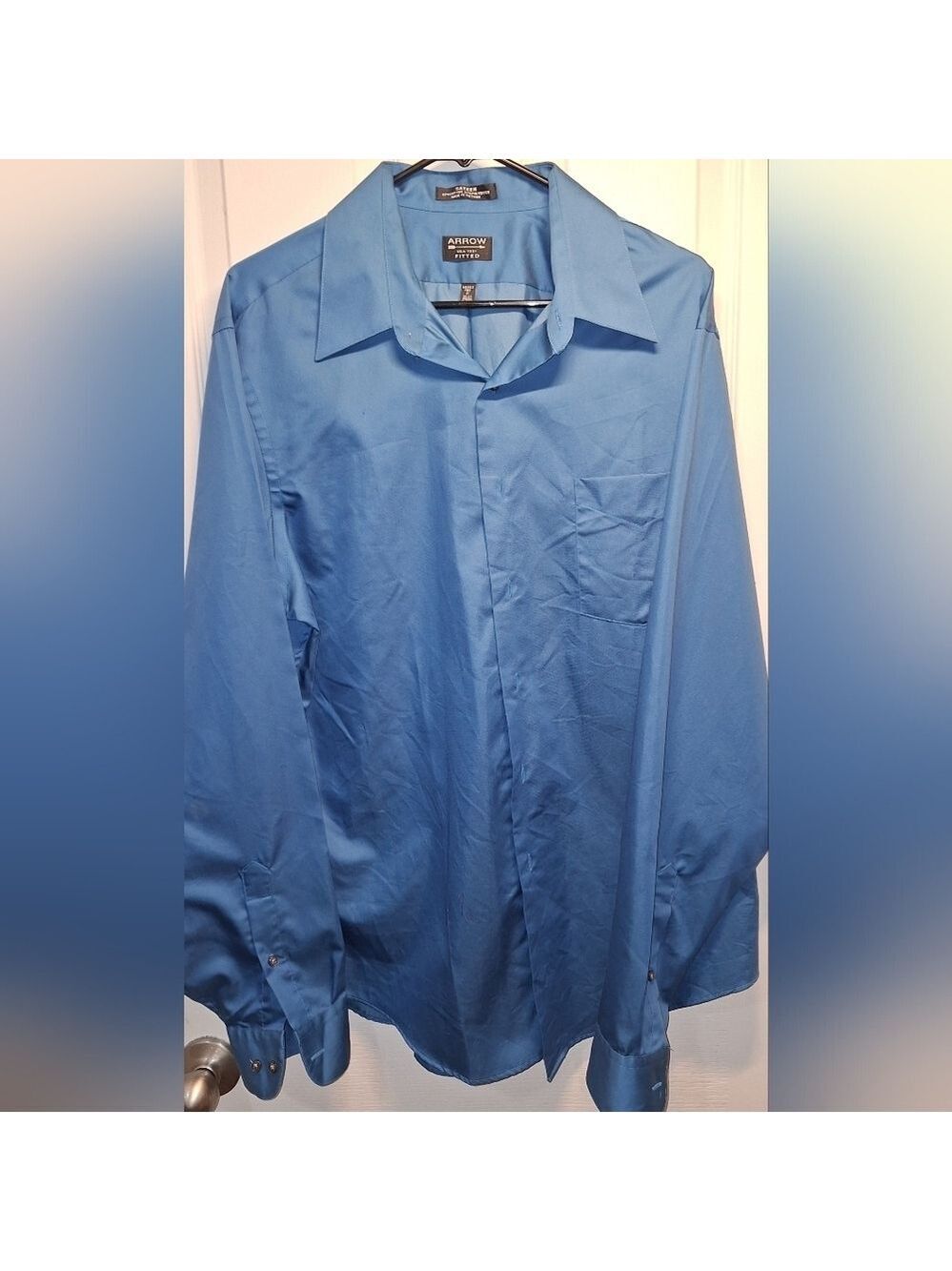 Arrow Teal Blue Button Up Shirt Size 17 36 37